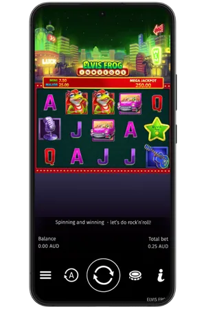 elvis frog slot main game screen on mobile