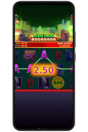 elvis frog slot win screen with payout highlight